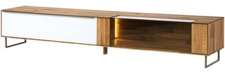 Lowboard Wildeiche 200 x 43 x 42 natur geölt / Glas weiß WIEN #114