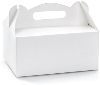 partydeco Kuchentransportbox, Papier, Tortenschachtel mit Griff 19x14x9cm für Torten Kuchen 10er Set Weiß