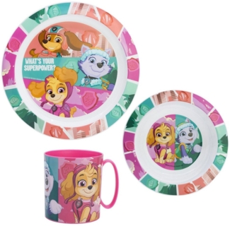 PAW PATROL Kindergeschirr-Set Paw Patrol Skye Liberty Kinder Geschirr-Set 3 teilig (3-tlg), 1 Personen, Becher, Teller, Schüssel