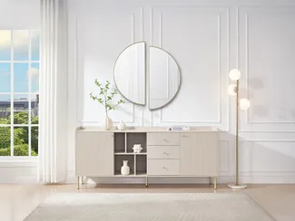 Vente-unique - LUNAOR Sideboard Holz, Platte Beige - B 40 cm x H 80 cm x L 185 cm