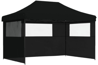 vidaXL Pop-Up Partyzelt, faltbar, Stahl / PE, Schwarz, mit 3 Seitenteilen, 315 x 410 x 279 cm