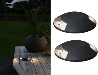 LED Bodenaufbaustrahler 2flammig Aufbauspot 2er SET aussen anthrazit Ø20cm IP65