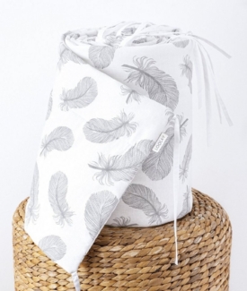 Loolay Bettnestchen GRAU WEIß Baumwolle BETTUMRANDUNG Babybett 420, 360, 210, 180 x 30cm, (Babyausstattung Babynest Kopfschutz Kantenschutz Baby, 100% Baumwolle Babybett Bettschutzgitter Umrandung), LOOLAY® - 100% Europäische Stoffe und Kleinserien-Nähen!