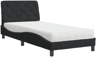 vidaXL Bett mit Matratze Schwarz 80x200 cm Samt 3208624