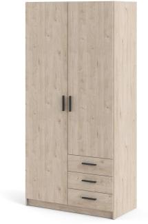 Spell Kleiderschrank 2 Türen 3 Schubladen Hickory-Dekor Schlafzimmer Schrank