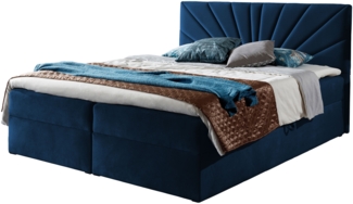 Boxspringbett Trifoli IV, Blau, 140x200 cm