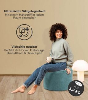 mokebo Pouf Der Ruhepouf (aus Webstoff), Sitzhocker XL, Bodenkissen, Fußhocker, Hocker & Sitzkissen in Blau