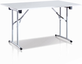 Dmora Klapptisch Aliena, CampingRegal mit klappbaren Metallbeinen, moderner Mehrzweck-Esstisch, 100 % Made in Italy, 125 x 75 x 80 cm, Weiß,