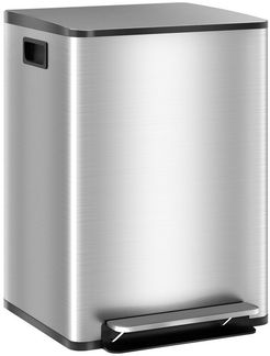 HOMCOM Mülltrennsystem Mülleimer, 2 Fächer je 20 l, Inneneimer herausnehmbar, Softclose