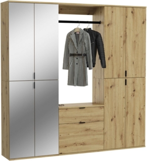 INOSIGN Garderoben-Set Trondheim, Breite 183 cm, 5-teilig, bestehend aus:, (Set, 4-St), 2x Garderobenschrank, 1 Kommode, 1 Garderobenstange, 1 Ablageboden