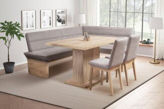 Home affaire Eckbankgruppe Beluna + Cross Essecke Sitzgruppe Eckbank Küchenbank BESTSELLER, (Set, 4-tlg, Eckbank, 2 Stühle und Tisch), Sitzgruppe Esszimmer Stühle Tisch und Bank bequem gepolstert