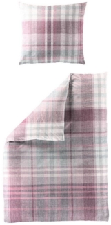 Bettwäsche Bierbaum Biber 4069-60 Kariert Rosa Grau 135x200