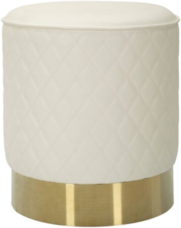 Dmora Pouf Erro, Mehrzwecksessel, Nachttisch, Hockerhocker, 36x36 h39 cm, Weiß und Gold