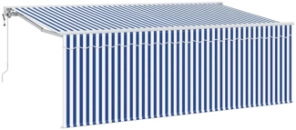 vidaXL Einziehbare Markise Gestreift Blau und weiß 400 x 200 cm Stoff 3329776