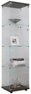 FUROKOY Glasvitrine Standvitrine, Modern Glas Vitrinenschrank (4 Lagen Glasvitrine mit 1 Glastür, Sammlervitrine, für Sammlerstücke Bücher Wein)