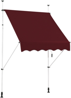 150 cm Breit Klemmmarkise ohne Bohren UV-beständige Balkonmarkise Höhenverstellbare Markise Rot