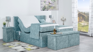 Meisterbetten Boxspringbett Nado 160x200 in DS-Azurro, Matratzenbezug Nano, Ergoflex-Topper