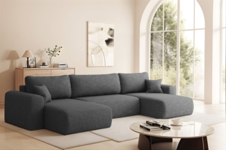 Wohnlandschaft Sofa mit Schlaffunktion FLORA Stoff Verita Dunkelgrau