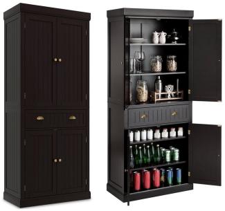 COSTWAY Küchenbuffet Hochschrank mit verstellbarer Regalen&Schublade, 183cm