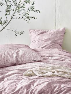 Irisette Easy Soft-Seersucker Bettwäsche 155x220 Blätter rosa weiß 8516-60