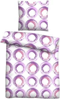 Traumhaft schlafen - Castell - Markenbettwäsche Baumwoll Renforce Bettwäsche 0040759 KREISE, viola, 1x 135x200 cm + 1x 80x80 cm