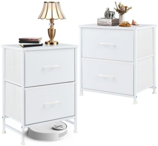 SURFOU Kommode Nachttisch 2er Nightstand Kommode Beistelltisch mit 2 Schublade (für Schlafzimmer, 2-stufiger), Bed Side Table Bedroom Stoffschubladen Aufbewahrungs Nachtschrank