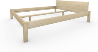 Pfostenbett Massivholzbett (Fichte) "Daybett" 180 x 210 cm 38 cm Holzbett 300kg