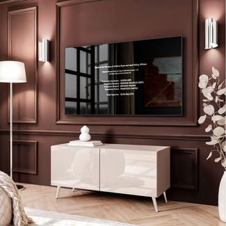 Lookway TV-Schrank COLGANTE 100 Kaschmir Hochglanz mit Metallbeinen