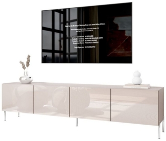 ALLHOUSE24 TV-Schrank LOGANTE 200 KASCHMIR Hochglanz auf Beinen Lowboard Metall Füße (2 x TV Schrank 100 cm breit)