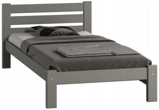 Home Collective Holzbett Einzelbett Massivholz Bett mit Massive Bettbeine & sicherem Lack, 210x102x72 cm, Grau