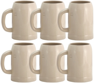 6er Set Grenzauer-Bierkrug Humpen 0,5 Liter mit Eichstrich Steinkrug 500ml 50cl