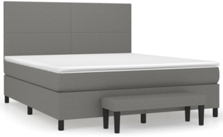 vidaXL Boxspringbett mit Matratze Dunkelgrau 180x200 cm Stoff 3136454