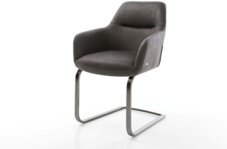 Freischwinger Pejo-Flex Mikrofaser Anthrazit Vintage Freischwinger flach Graphit Taschenfederkern