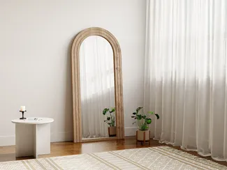 Vente-unique - ANSHUN Spiegel Holz, Platte Beige - B 3 cm x H 150 cm x L 70 cm