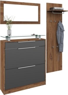 borchardt Möbel Garderoben-Set Oliva, (3-tlg), mit stehendem Schuhschrank, Paneel und Spiegel
