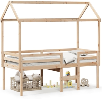 vidaXL Hochbett mit Dach 90x190 cm Massivholz Kiefer 3282138
