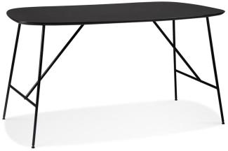 Vielseitiger Ess-/Schreibtisch aus Eichenholz, Robuste Metallstruktur, 142,5 x 74 x 75 cm - "TOLARO" Kollektion. Farbe: Schwarz. Größe: 142,5x74x75 cm