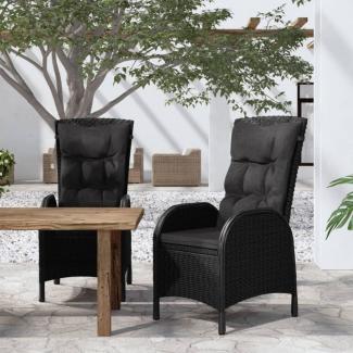 vidaXL Gartenstühle 2 Stk. Poly Rattan Schwarz 310561