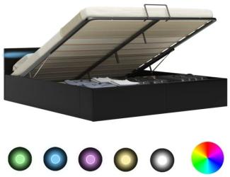vidaXL Bett mit Bettkasten Hydraulisch LED Kunstleder 160x200 cm 285544