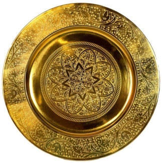 Marrakesch Orient & Mediterran Interior Dekotablett Orientalisches Tablett Teetablett Sidra Gold - 30cm, Handarbeit