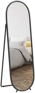 HOMCOM Standspiegel 160 x 40 cm, mit Ständer (Ganzkörperspiegel aus Metall, 1-St, Wandspiegel), für Wohnzimmer, Schlafzimmer, Schwarz