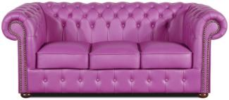 Casa Padrino Echtleder 3er Sofa Violett 200x90 x H. 78 cm