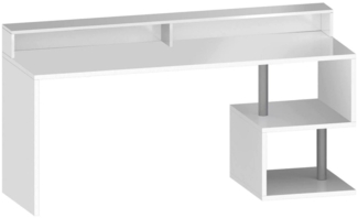 Dmora Schreibtisch Aurigo, linearer Schreibtisch mit Ablagefächern, Mehrzweck-Büroschreibtisch mit Platte, 180x60h93 cm, Weiß
