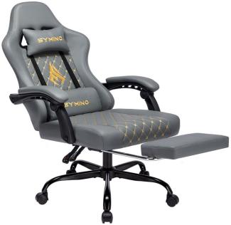 symino Gaming-Stuhl Ergonomischer PC Stuhl aus PU-Leder,200 kg Belastbarkeit, mit Fußstütze, Kopfstütze