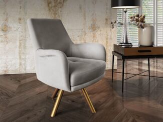 Sessel Drehsessel VALERIE in Stoff Stoff Elisa Velvet Hellgrau