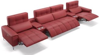 Sofanella Kinosofa SALENTO 4-Sitzer Ledercouch Hometheater in Rot M: 418 Breite x 100 Tiefe