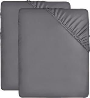 Utopia Bedding - 2er Set Spannbettlaken 135x190 cm - Grau - Gebürstete Mikrofaser Spannbetttuch - 35 cm Tiefe Tasche