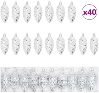 vidaXL Weihnachts-Tannenzapfen Ball 40 pcs Silber Kunststoff 42018891