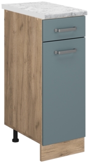 Küchenunterschrank R-Line Blau-Grau 30 cm AP Marmor Vicco