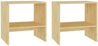 2er-Set Nachttische, Nachtschränke 40 x 30,5 x 40 cm Massivholz Kiefer